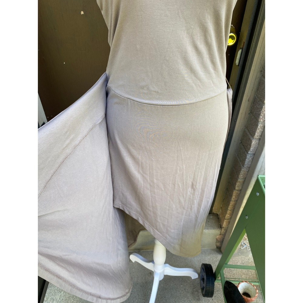 Beyond Yoga Intrigue Twist Knit Tan Midi Dress XS Asymmetrical Beach Luxe Lounge - Picture 7 of 7